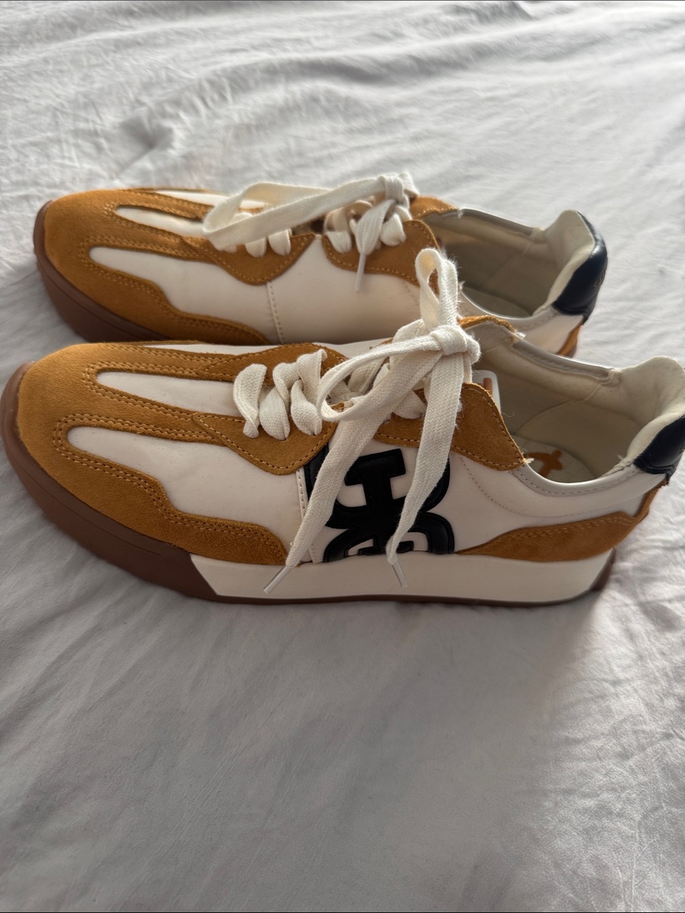 Men's Mustard and White Lace-Up Sneakers